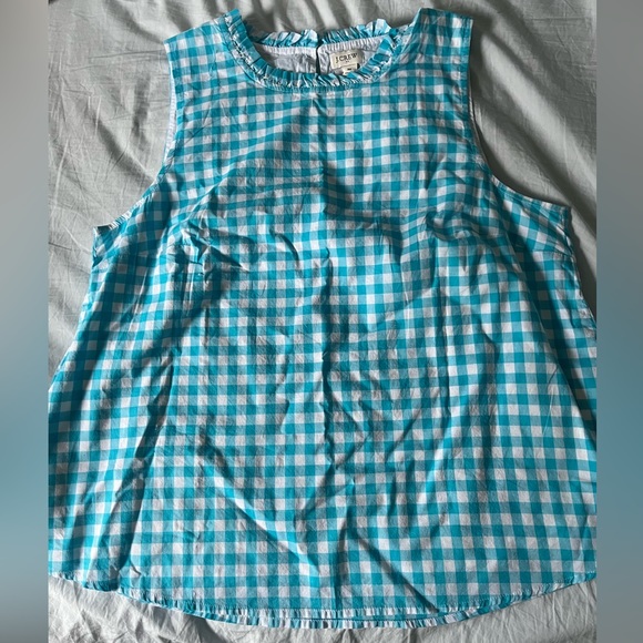 Brand new JCREW sleeveless blouse. Blue gingham - Picture 2 of 6